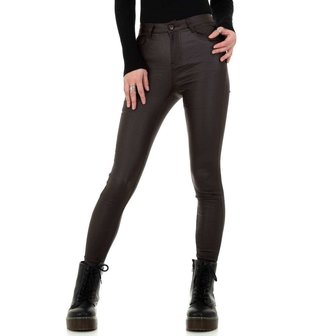 Leder-Look Broek Dames Donkerbruin, maat 36