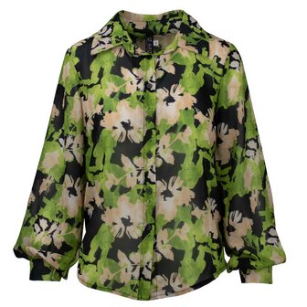 Iz Naiz Blouse Dames Zwart Bloemen