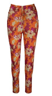 IZ NAIZ Comfort Broek Bloemen Oranje