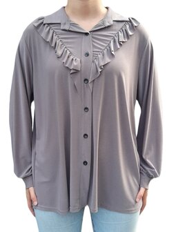 Dames Blouse Taupe, ONE SIZE