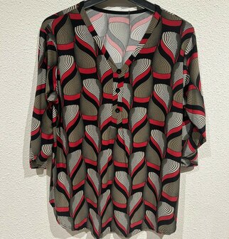Shirt of Top Dames Rood/Zwart, ONE SIZE