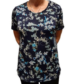 Tshirt Dames Bloemen Blauw