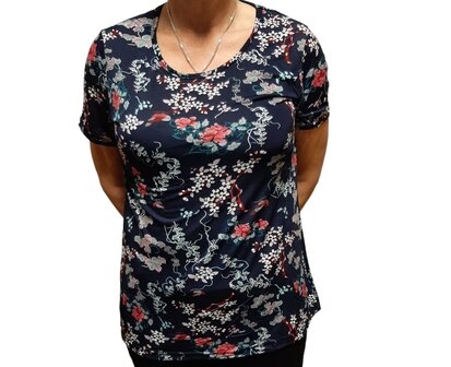 Tshirt Dames Bloemen Rood/Roze