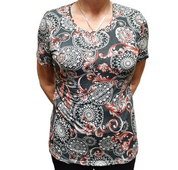 Tshirt Dames Bloemen Grijs, maat L