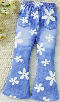 Flair Treggings bloemen Blauw, maat 122/128