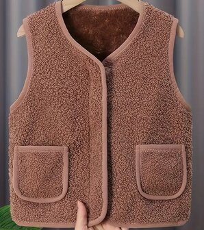 Gilet Meisjes Bruin, maat 134/140