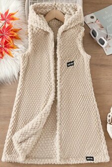 Lang Gilet Meisjes Beige