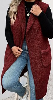 Lang Gilet Bordeaux Rood