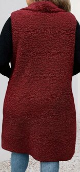 Lang Gilet Bordeaux Rood