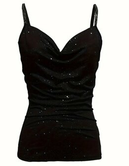 Glitter Top Dames Zwart