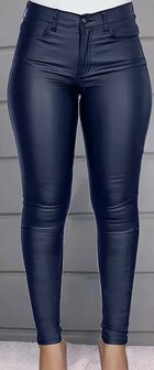 Lederlook Broek Blauw, maat XS