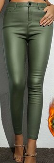 Lederlook Broek Groen