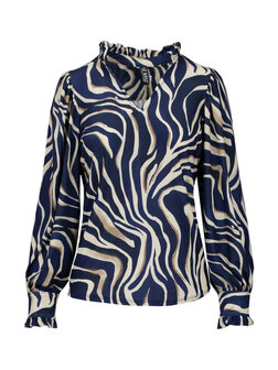 IZ NAIZ Blouse ZEBRA Donkerblauw