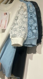Tshirt Dames met Kant LICHTBLAUW