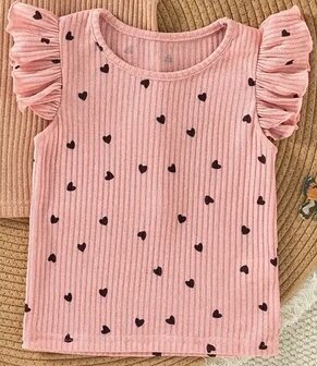 Tshirt meisjes Roze Hartjes