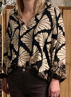 Blouse Donkerbruin / Beige, ONE SIZE