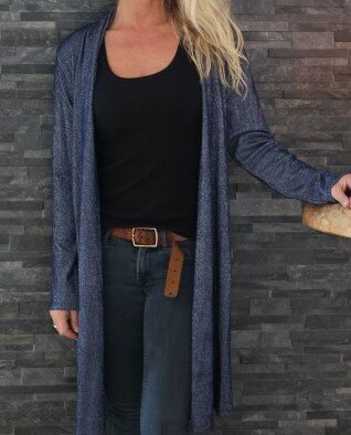 Vest Dames Blauw met Zilveren Glitters