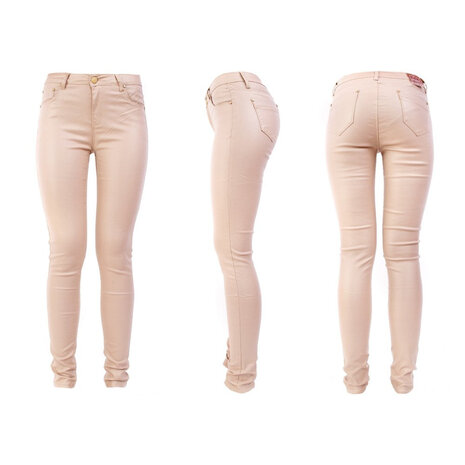 Lederlook Broek Dames Beige, maat 36