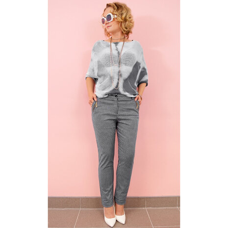 Geblokte Broek Dames Donkerblauw/Wit