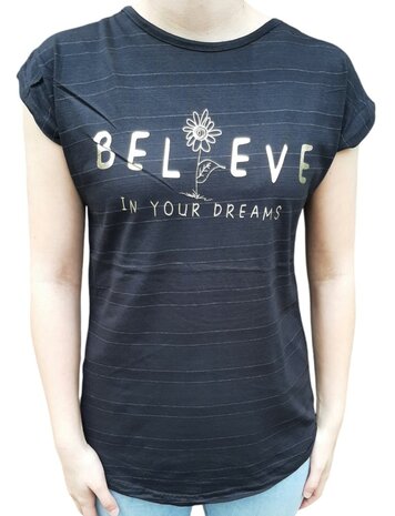Tshirt Dames Zwart, XXL