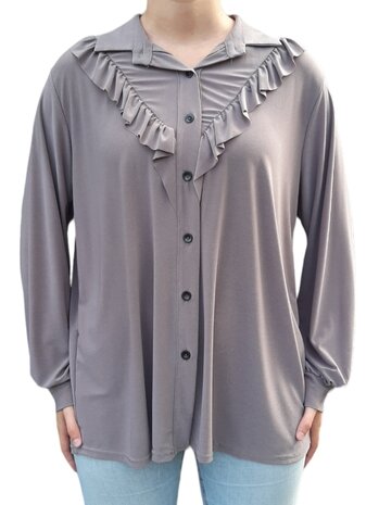Dames Blouse Taupe, ONE SIZE