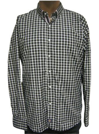 Blouse Heren Zwart / Wit geblokt, maat 164