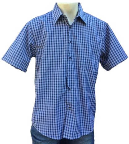 DBC Blouse Heren Blauw / Wit Geblokt