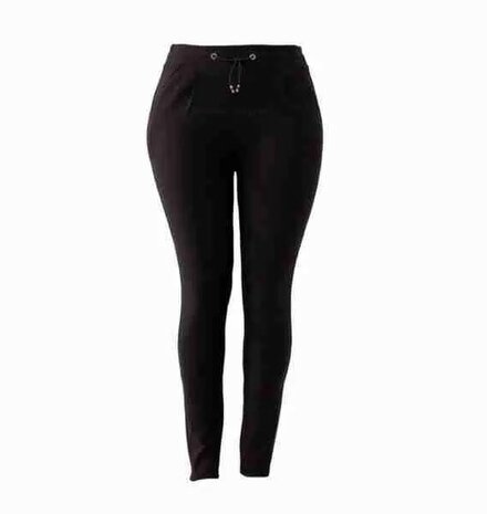 Treggings Dames Zwart, met aansnoerkoord