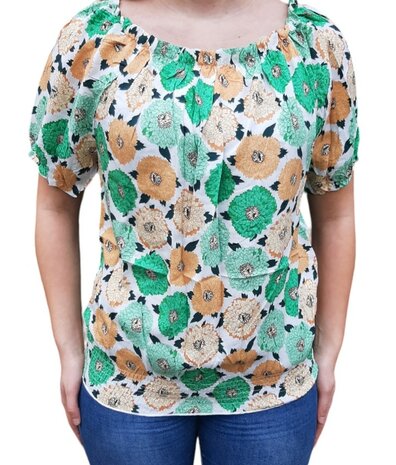  Tshirt Dames Bloemen Groen