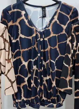 IZ NAIZ Shirt Dames Donkerblauw GIRAFFE