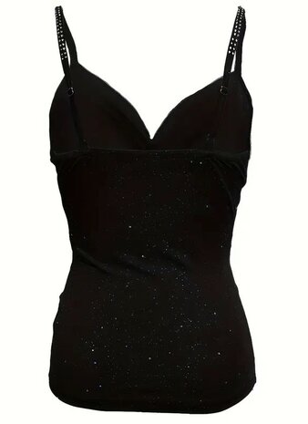 Glitter Top Dames Zwart