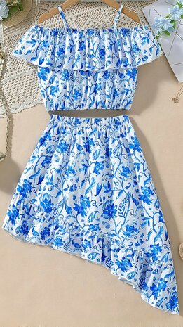2 Delig Setje Rokje + Top Blauw