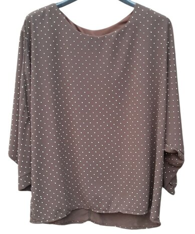 Bruin Shirt met Parels, maat One Size