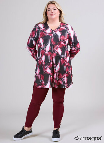 MAGNA Printed Relaxed Split A-line Tunic BORDEAUX