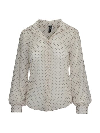 IZ NAIZ Blouse Wit, met bruine stippen