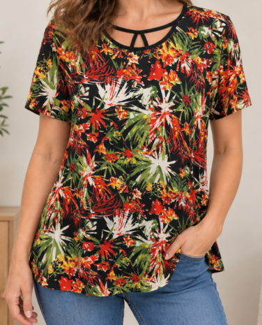Tshirt Dames Zwart, ONE SIZE