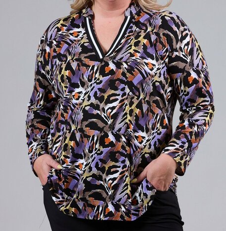 MAGNA Viscose V-hals Shirt Paars