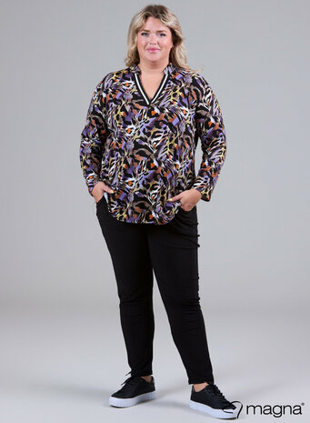 MAGNA Viscose V-hals Shirt Paars