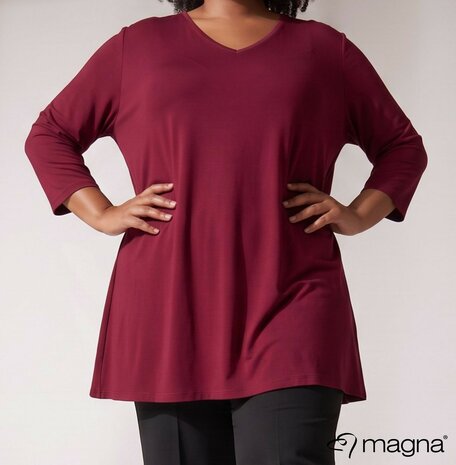 MAGNA Lang shirt Wine Rood