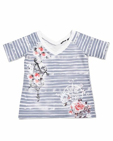 Blue Seven Tshirt Dames Grijs / Wit