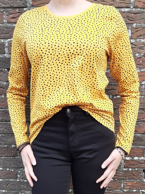Shirt Dames Stippen Oker Geel