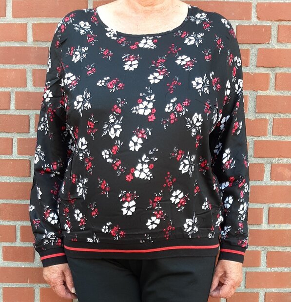 Shirt met bloemen Dames Zwart