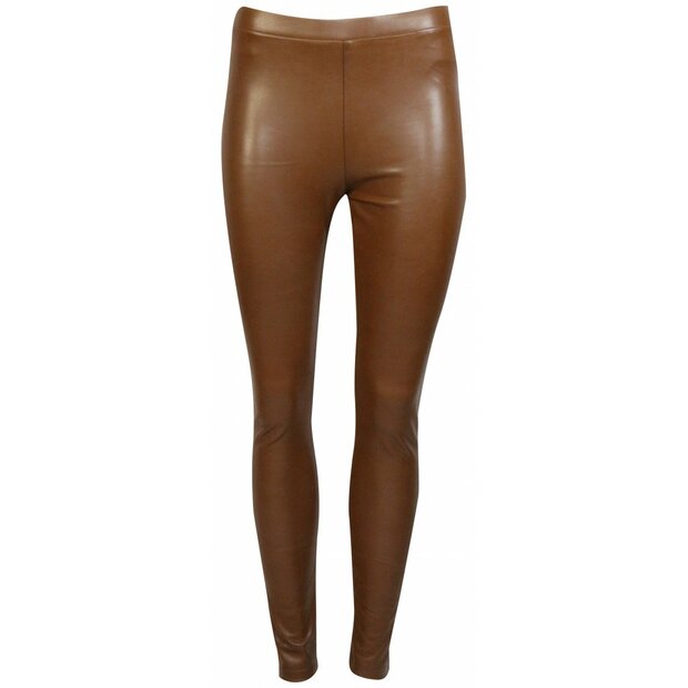 Lederlook treggings Dames Cognac