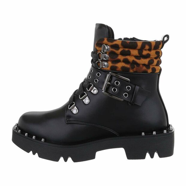 Boots voor Dames Zwart, met panter print