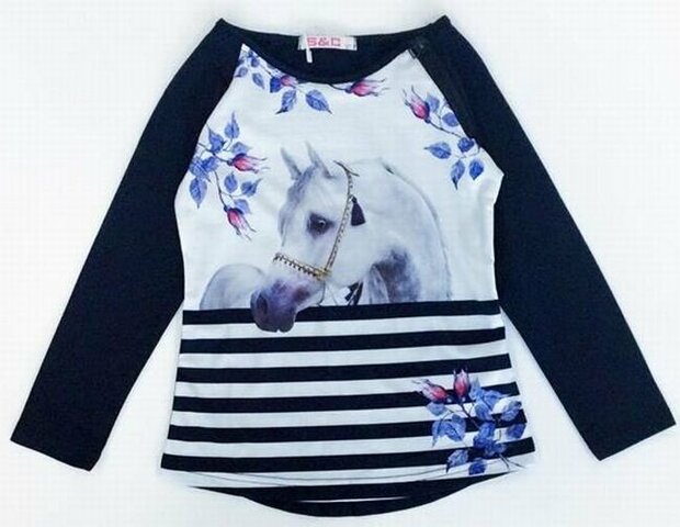 Shirt Paarden Donkerblauw
