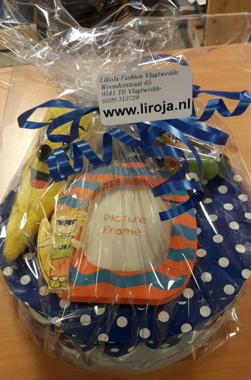 Luiertaart Blauw met Witte Stippen