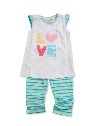 Blue Seven&nbsp;2 Delig Setje&nbsp;Meisjes Wit/Groen, maat 98