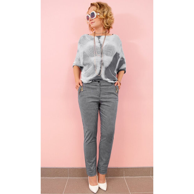 Geblokte Broek Dames Donkerblauw/Wit