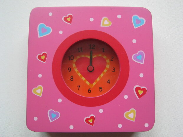 Houten klok Pink, model hart