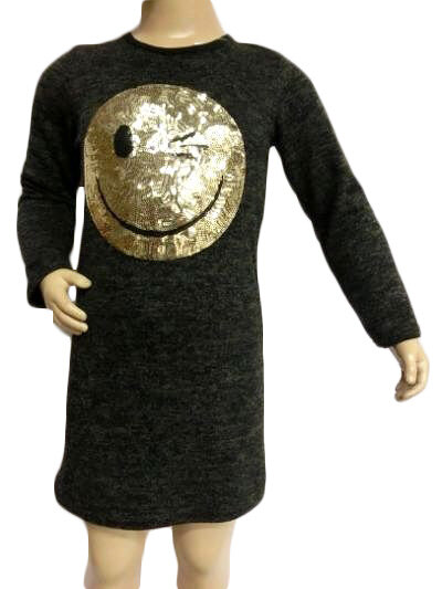 Jurkje Smiley  Meisjes Zwart, maat 98/104